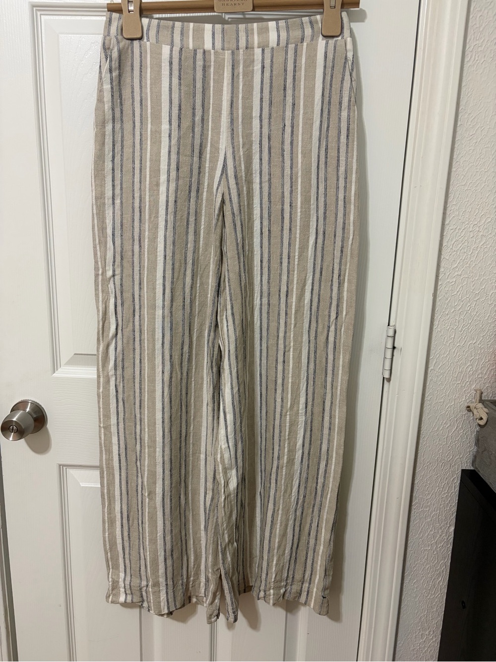Express cotton-linen pants stripes, loose fit Travel Coastal ResortCruise VacayS